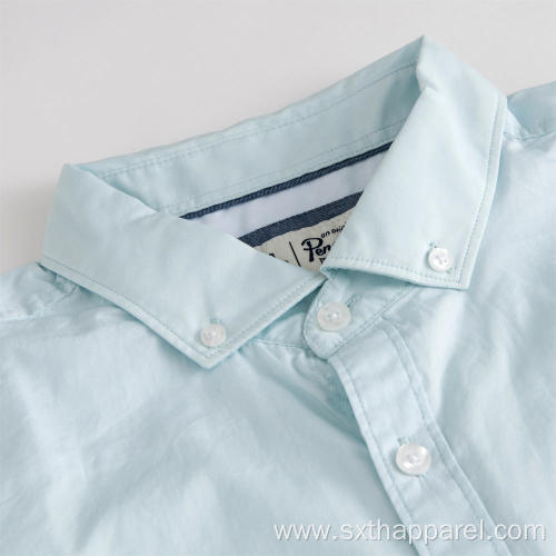 Blue Men's 100% Poplin Cotton Short Sleeve Shirt